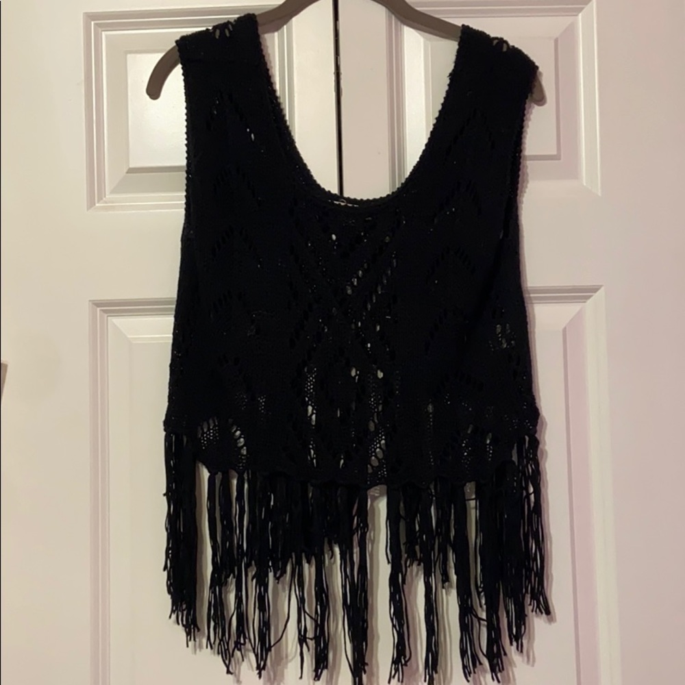 Black crochet tank top